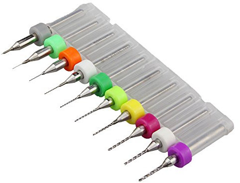 Bestol 10Pcs Micro Mini Twist Drill Bits Set 0.3mm-1.2mm/0.1mm-1.0mm /1.1mm-2.0mm PCB Print Circuit Board Tungsten Carbide Engraving Metalworking Tool (0.1mm-1.0mm)