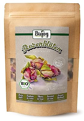 Biojoy BIO-Rosenblüten getrocknet (75 g), Rosenknospen ganz, Rosenblüten-Tee (Rosa Damascena)