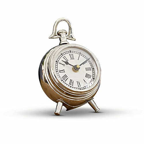 Loberon Uhr Coraten, Echte Handarbeit, Zeitloser Vintage-Look, Römisches Ziffernblatt, Feiner Glanz, Zeitmesser, Wohn-Accessoire, Aluminium, Glas, Silber