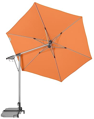 Doppler Pendelschirm AX Alu 290cm in Orange inkl. Schirmständer & Schutzhülle 6-teilig I Sonnenschirm für Balkon & Terrasse I Ampelschirm knickbar I Kurbelschirm I Multifunktions-Pendelschirm