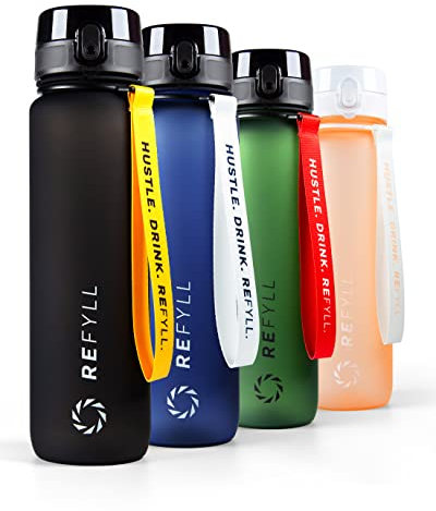 REFYLL X Trinkflasche Sport 1L “Go” I 1000ml Sportflasche mit Fruchteinsatz I Soft Touch, BPA-Frei, Tritan I Auslaufsichere Fitness Trinkflasche I Wasserflasche für Sport, Uni, Arbeit, Gym