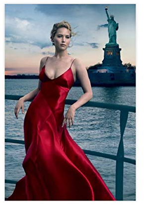 Poster, Motiv: Amerikanische Schauspielerin, Jennifer Lawrence, Leinwand, Wandkunst, Wohnzimmer, Poster, Schlafzimmer, Gemälde, 30 x 45 cm, ohne Rahmen