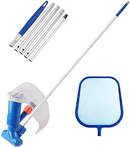 LATERN Aspirador De Piscina, Kit De Mantenimiento De Piscina Portátil Con Pool Skimmer, Poste De Aluminio, Limpiador Submarino De Chorro De Vacío, Bolsa De Malla Para Limpiar Hojas Suciedad Arena Limo
