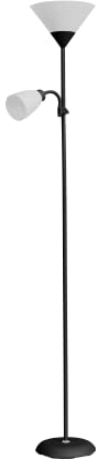 Virone URLAR Lampadaire Sur Pied Salon 175 cm Deux Sources Lumineuses Remplaçables- max 25W pour E27 + max 40W pour E14 (noir)