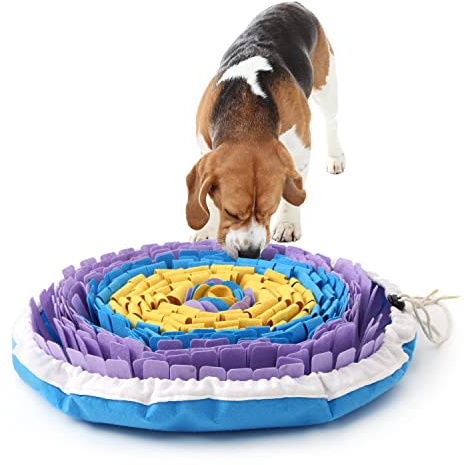 Lucky Sign Schnüffelteppich für Hunde Intelligenzspielzeug Trainingsmatte für Haustier Hunde Katzen mit 4 Stück Saugnapf, 50x50cm - Rund
