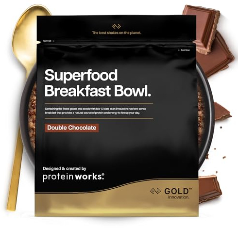 Protein Works | Superfood Frühstück - Gold, Doppel-Milchschokolade, 1.2kg | Preisgekrönte Cerealien, Protein-Müsli, Nährstoffreich mit Körnern, Samen & Hafer, Ballaststoffreich, 20 Portionen
