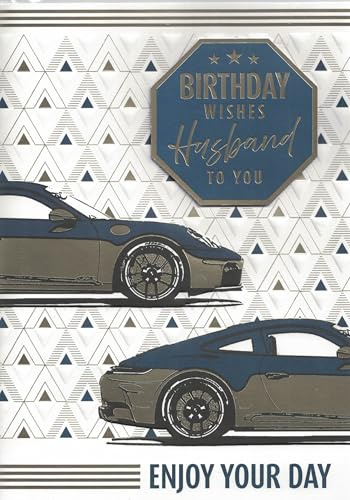 LARGE HUSBAND BIRTHDAY CARD. MODERN DESIGN. 7 X 10 INCHES. R027
