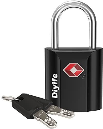 Diyife Lucchetto Viaggio con Chiave, [Nuova Versione] Lucchetto Valigia TSA, Lucchetto Armadietto Chiave, Lucchetto TSA con Chiave per Palestra, Bagagli, Zaini, Porte (Nero)