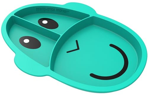 Matchstick Monkey Essenszeit Esslernteller mit Unterteilung Affe - Menüteller - 3 geteilte Abschnitte - antimikrobieller Schutz - rutschfest - langlebiges Silikon - ab 12 Monaten - Affe grün