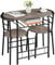 Yaheetech 3 Piece Dining Room Set, Modern Round Dining Table & Chairs Set for 2, Compact Breakfast Bar Table Set with Metal Legs and Shelf, Built-in Wine Rack for Dining Room, Living Room, Drift Brown