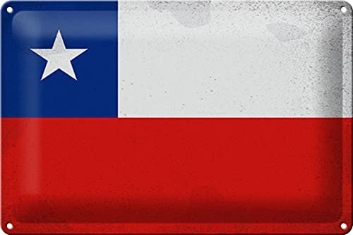 Blechschild Flagge Chile 30x20 cm Flag of Chile Vintage Deko Schild tin Sign