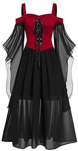 Mittelalter Kleidung Gothic Kleider Karneval Kostüm Damen Große Größen Renaissance Partykleider Abendkleid Lang Mittelalterliche Kleid Faschingskostüme Damen Retro Ballkleid Cosplay Cocktailkleid