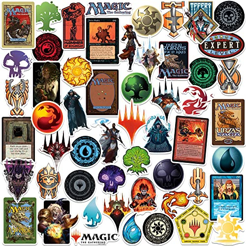 Magic The Gathering Lot de 50 grands autocollants de luxe pour ordinateur portable, bouteille d'eau, scrapbooking, tablette, skateboard, intérieur/extérieur