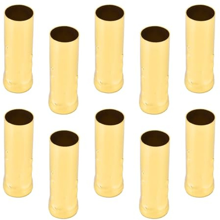 Cyrank 10 pièces E14 Tube en, Douille e14, métal pour Bougie Porte, Lampe Base de, Lampe Accessoires d'éclairage, 25x80mm E14 Douille de Support de Lampe, Bougies Chandelier(Or 1)