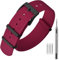 ANNEFIT Nylon Uhrenarmbänder 20mm mit Edelstahl Metall Schwarz Schließe, Sport Atmungsaktive Ersatzarmband (Rot)