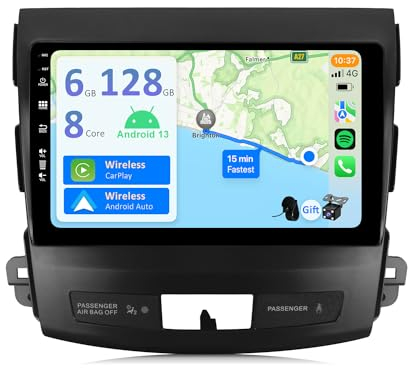 YUNTX [6GB+128GB] Android 15 Autoradio für Mitsubishi Outlander/Peugeot 4007/Citroen C-Crosser-[Integriertes CarPlay/Android Auto/DSP/GPS]-9”IPS 2.5D-Kamera+MIC-DAB/Lenkradsteuerung/Mirror Link