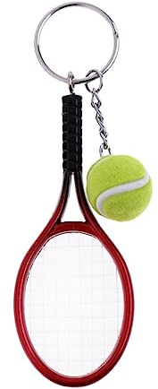 JITNGA Tennis Schläger Keychain, Schlüsselanhänger Tennis, Schlüssel Anhänger, Sport Schlüsselanhänge, Keychain Mini Tennisball Für Herren, Damen, Mädchen, Sport-Liebhaber Geschenk, Kreativer (Rot)