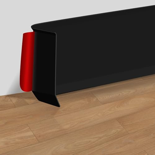 Vinyl Self-Adhesive Skirting Board, 5M Peel and Stick Baseboard Trim, Flexible Skirting Board 10cm Wide Wall Baseboard Molding Trim For Floor Wall Base and More (Black-10 cm(W) x 5 M(L))