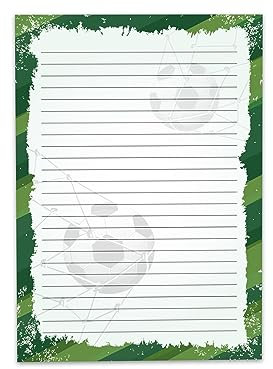 Briefpapier Schulheft Block Briefblock für Jungen Mädchen Kinder Fußball Fussball schwarz grün (1 Block A5 mit 25 Blätter)