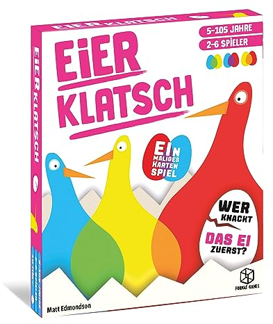 Format Games 3163008 Eierklatsch, kunterbuntes Kartenspiel ab 5 Jahren, schnelles Familienspiel für 2-6 Spieler, Kinderspiel