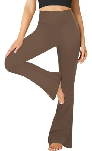 FuelMeFoot Flared Yogahose Damen Leggings High Waist Schlaghose Blickdicht Leggins Bootcut Jogginghose Jazzpants mit Bauchkontrolle Fitness. 1 Pack-08-Mokka S
