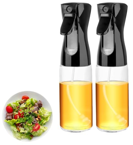 M JINGMEI 2 Stück Ölsprüher, 300 ml Ölspray für die Küche Öl, Olivenöl Spray Salat Öilspender für Speiseöl - und Essigsprüher,ölzerstäuber heißluftfritteuse,sprühöl zum kochen(Schwarz)