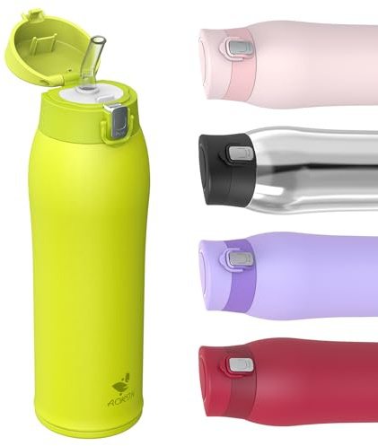 AORIN Trinkflasche - 750ml - 18/8 Edelstahl Wasserflasche Auslaufsicher -Trinkflasche mit Strohhalm BPA-Frei | Schule, Sport, Wasser, Fahrrad