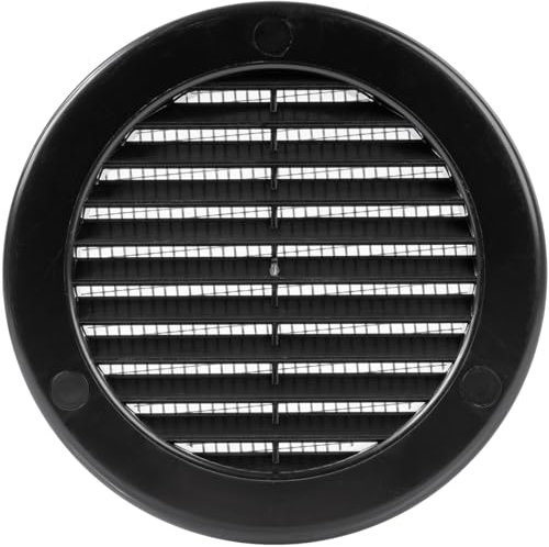 Vent Systems Ø100 mm Schwarze Lüftungsabdeckung – Runde Lüftungsschlitze mit Flansch – Gitterabdeckung – Integrierter Insektenschutz – HVAC-Lüftungsöffnungen für Badezimmer, Heimbüro, Küch