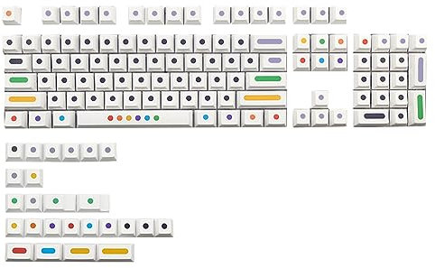 Paopaoldm Farbige Tastenkappen, 128 PBT-Tastenkappen, Kirschprofil, für 60/87/104/108/G80-3000/3484/3494 Computer-Tastaturen, 128 Tasten, farbige runde Tastenkappen mit Original-Fabrik-Höhe