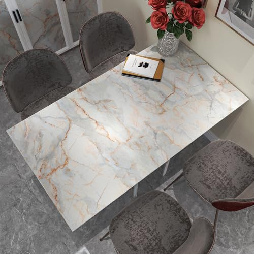 JSEVEM 80CMx4M Selbstklebende Tapete Hellblau Gold Marmor Möbelaufkleber | Steinoptik Marmoroptik Wasserfest Möbelaufkleber Für Küche Wohnzimmer Klebetapete Selbstklebend Möbel Klebefolie Mamorfolie