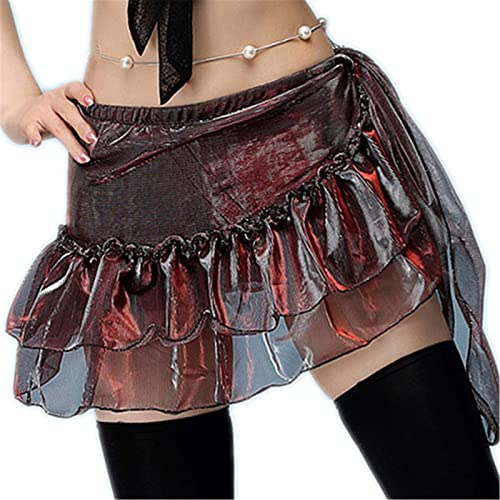 Frauen Bauchtanz Rock Rüschen Hip Wrap Bauchtanz Kleidung Kostüm Zubehör Wrap Gürtel Hüfttuch Bauchtanz für Damen Mädchen(Braun)