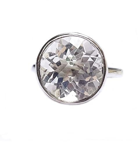 Bergkristall-Quarz-Ring, natürlicher Edelstein, handgefertigter Ring für Hochzeit, Geburtstag, Weihnachten, Geschenk, klarer Quarz-Ring, Ring aus 925er Sterlingsilber