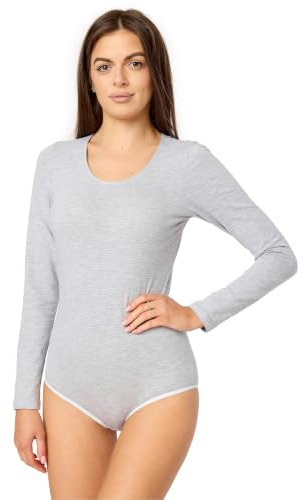 Merry Style Body Damen Langarm Bodysuit aus Baumwolle Bequeme Body Damen Elegant BD900