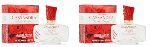 JEANNE ARTHES - Parfum Femme Cassandra Rose Rouge - Eau de Parfum - Flacon Vaporisateur 100 ml - Fabriqué en France à Grasse (Lot de 2)