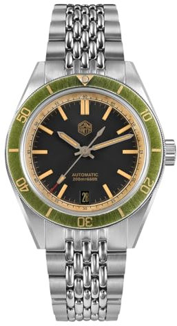 San Martin SN0116 Vintage Distressed Effect Herren Taucheruhren NH35 Automatische mechanische Uhr Wasserdicht Uhr, V 1