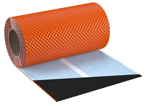 KAMINANSCHLUSSBAND FLEX 3D | Länge 5m | Breite 300mm | hochwertiges Aluminium und Butyl | Selbstklebend | Dach Wandanschlussband 3D Struktur (Ziegelrot RAL8004)