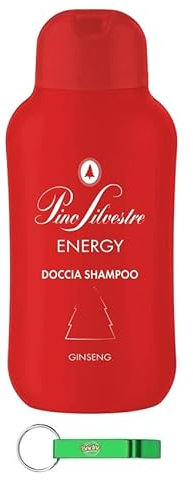 12 x shampoo doccia Pino Silvestre Energy Doccia Shampoo Gel Doccia Profumo Ginseng 250 ml + Portachiavi Beni Culinari