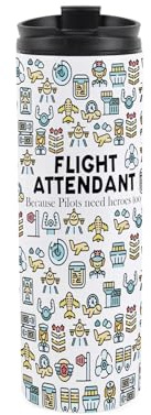 Flight Attendant Travel Mug - Novelty Cabin Crew Gift - Reusable Stainless Steel Vacuum-Sealed Double-Walled Hot/Cold Drinks Travel Flask 500ml (16 fl oz)