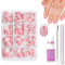 French Press On Nails Set - 240Pcs Square French False Nails Fake Nails White Tip French False Nail Kit - Cute Short Full Cover Stick on Nails 12size French Nail Art Manicure Decorations