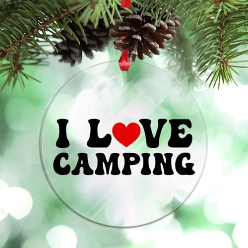 Guangpat I Love Camping Personalisierte Weihnachtsdekoration 2024 Camping Ornamente für Weihnachtsbäume Acryl Camping Ornamente Neuheit Geschenke für Urlaub Souvenir Hochzeit Geburtstag