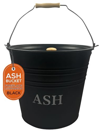 Ash Bucket with Lid Essential Log Burner Accessories Coal Bucket for Safe Ash Storage & Fireplace Maintenance Durable Metal Construction (ASH BUCKET)