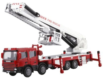 TTETTZ Leiter Feuerwehrauto, 1:50 Druckguss Feuerwehrfahrzeug für Jungen Ab 3 Jahren