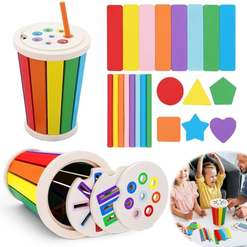 vnfsmy Kinder Montessori Spielzeug Holz Farbe Form Sortierspielzeug Motorikspielzeug KinderFarben Lernen Holzspielzeug Sensorik Spielzeug Holz Spielzeug ab 3 Jahre Geschenke Kinder