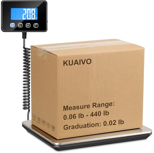 KUAIVO Paketwaage, 200kg/10g Hochpräzision Plattformwaage, Digitalwaage mit Hold/Tara Funktion, Postwaage aus Edelstahl für Pakete, Gepäck, Lagerhaus, Unternehmen und für den Hausgebrauch, Aufladbar