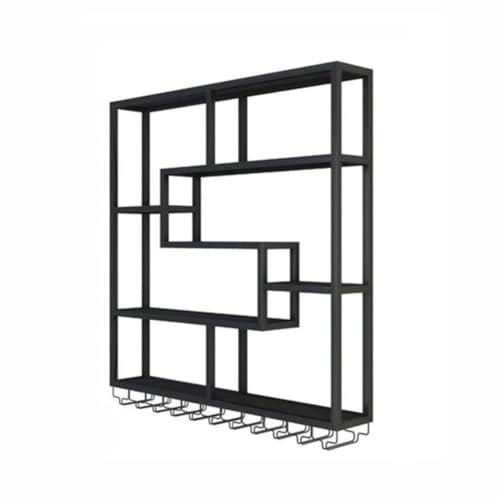 Portabicchieri galleggianti in metallo nero industriale per casa bar e cucina mensole portaoggetti in ferro per sala da pranzo 120 x 20 x 120 cm