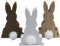 KAMACA 3er Set Osterhase aus Holz mit niedlichen Puscheln Osterdeko Osterfigur Frühling Frühlingsdeko Fensterbank Wohnzimmer Dekohase (3er Set Hase)