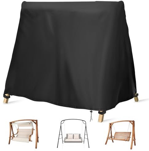 Iptienda Hollywoodschaukel Abdeckung, Abdeckung Hollywoodschaukel Wasserdicht, 420D Oxford Gewebe Abdeckplane Schutzhülle Hollywood schaukel für Hollywood Schaukel Holz UV Beständiges(213x160x178cm)
