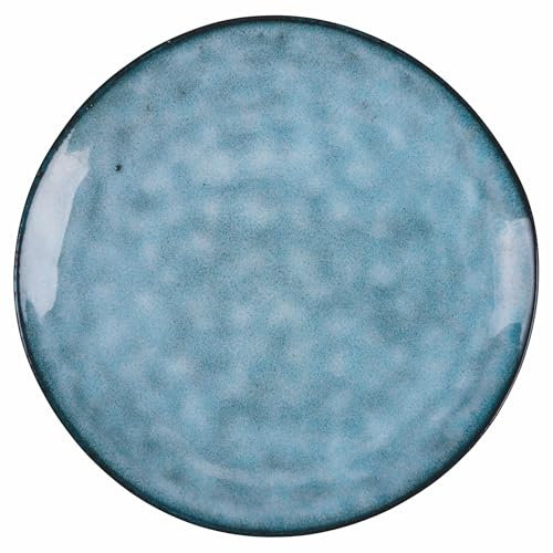 Villa d'Este Home Tivoli Lot de 6 assiettes à fruits en grès, bleu effet éponge, bord noir, The Market