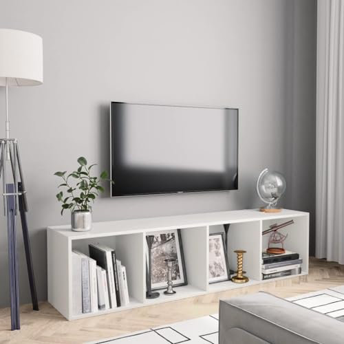 WKIEQACO Regal, Wandregale und Regale, Bücherschrank, TV-Schrank, weiß, 143 x 30 x 36 cm