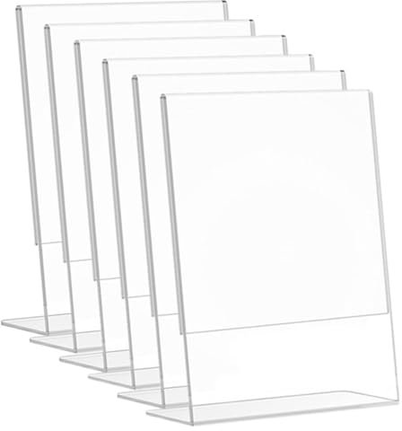 Wanfoou Présentoir de table en plastique transparent A6 6 pièces présentoir pour affiches, présentoir, support en plexiglas pour affiche, porte-prix, comptoir, comptoir de magasin, porte-prix
